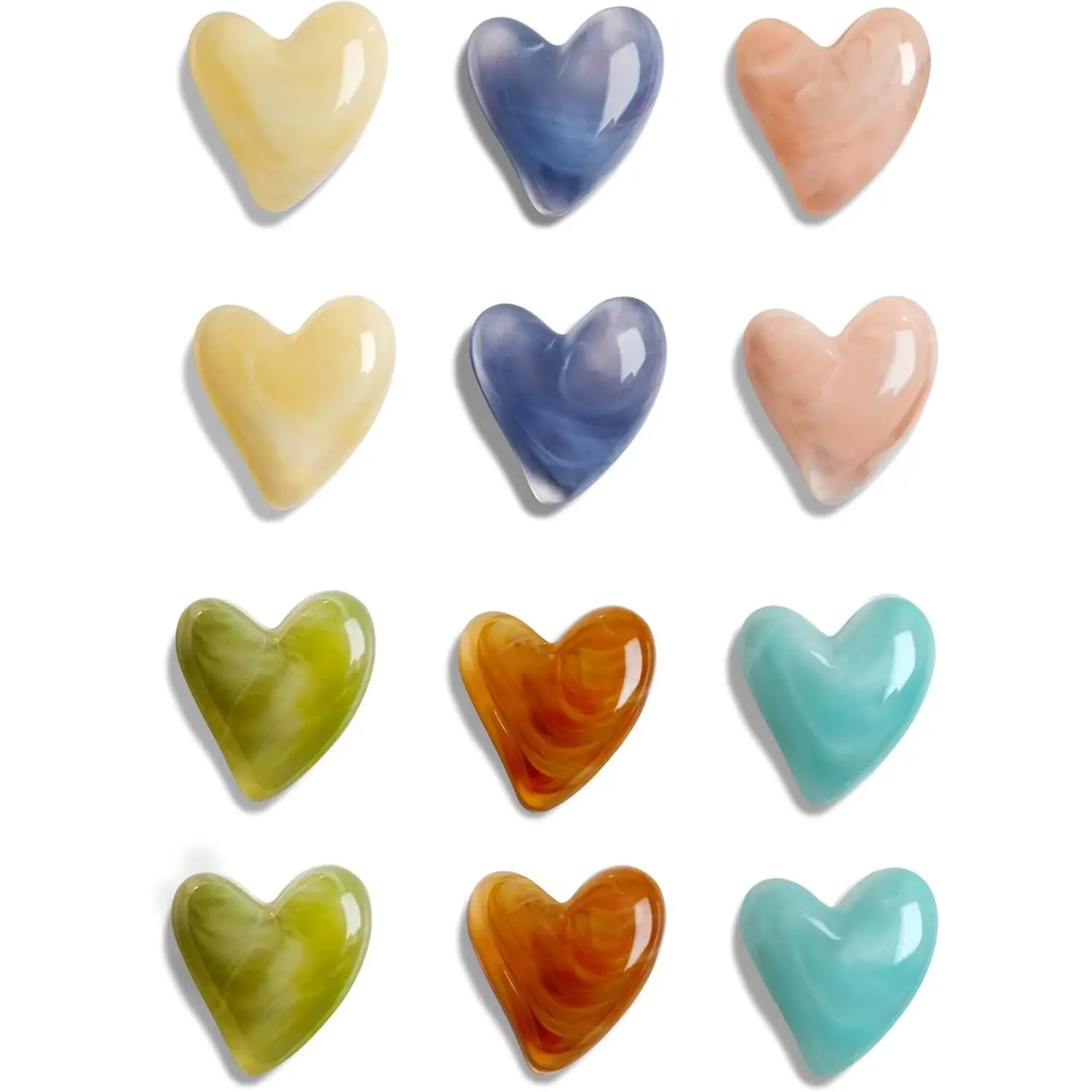 12Pcs Fridge Magnets Cute Refrigerator Magnet, Colorful Magnets for Whiteboard Cabinet Locker, Heart Decorative Magnets for Classroom Kitchen Office