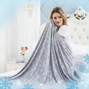 Cooling Blanket for Hot Sleepers-Soft & Lightweight Summer Cold Blanket for Night Sweats | Perfect for Bed, Couch, Sofa (Light Grey, Throw 50" x 70")