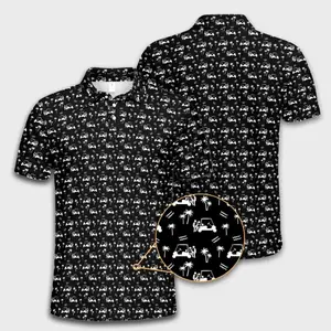 Funny Doggy Pattern Golf Polo for Men, Lightweight Stretch Performance Shirt by Gildan