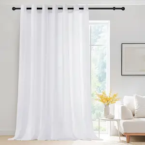 Non-See-Through Curtain for Patio Sliding Glass Door, W100 x L108 in, Light Filtering Room Divider for , Bedroom Living Room  Shade Extra Wide, Pure White, 1 Panel