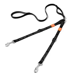 HOWGO Double Dog Leash, No Tangle 360° Swivel, Adjustable Two Padded Handles, Double Clip Dog Leash Coupler Splitter for All Breeds