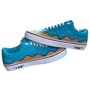 Krispy Donuts Custom Painted Vans Sneakers with Unique Design and Comfortable Sole Walking Shoes