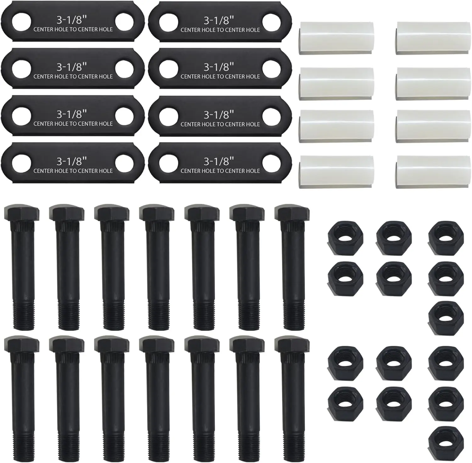 2 Sets Trailer Shackle Kit 3-1/8" Straps, Tandem Axle Trailer Shackles Kit 14  and 14 Nuts for Double Eye Leaf Spring 3500 lbs-7200 lbs Axles