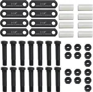 2 Sets Trailer Shackle Kit 3-1/8" Straps, Tandem Axle Trailer Shackles Kit 14  and 14 Nuts for Double Eye Leaf Spring 3500 lbs-7200 lbs Axles