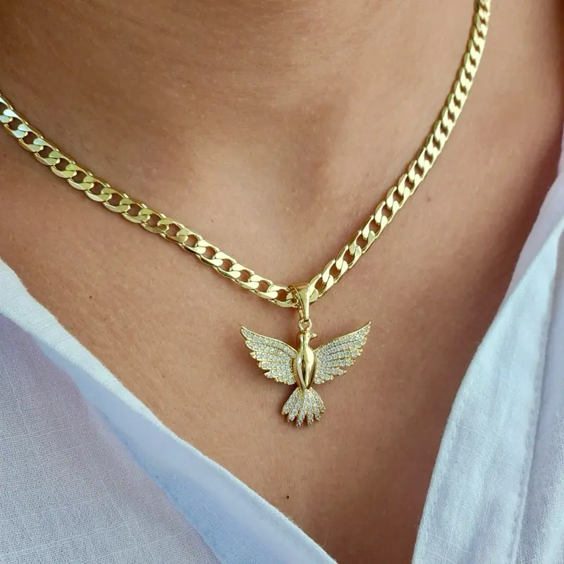 ViOrO 14K Gold Plated 5mm Cuban Link Chain and  Pendant for Dairy Use. Electro Laminated Premium Jewelry