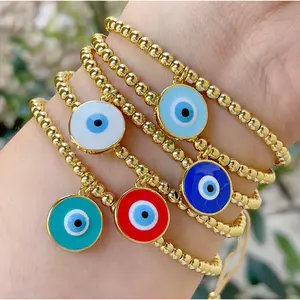 Gold Bead Evil Eye bracelet Trendy Stack Bangle Trendy Jewellery Accessories