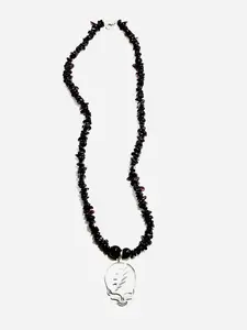 Stainless Steel & Garnet Grateful Dead Necklace – 20" | Mad Mellow