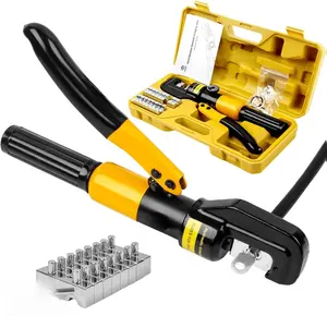 Hydraulic Crimping Tool 10 Ton, 12 AWG–2/0 Cable Crimper with 9 Dies for Battery Ring Terminals