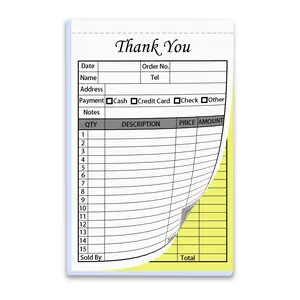 50 Carbonless Duplicate Receipt Books, 5.5 X 8.3 Inches Invoice Receipt Book, Small Business Use, White/Yellow, Office Supplies, Office Stationery Supplies