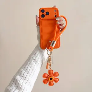 Case For iPhone 17 Pro Max 17 Air 16E 16 15 14 13 12 11 Pro Max 15 Plus Wrist Chain Strap Adjustable Phone Strap Phone Lanyard Puffer Down Jacket Soft TPU Back Cover Phone Charm