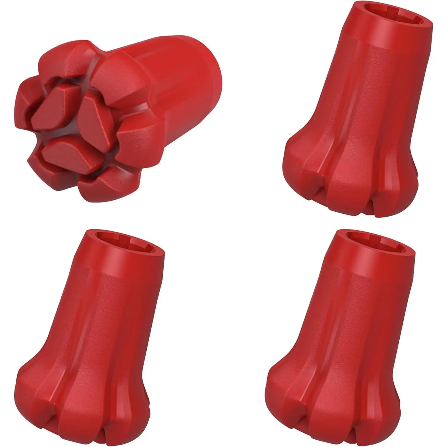4 Pack Rubber Trekking Pole Tips, Tear Resistant & Long-Lasting Outdoor Gadgets - Universal Tip Replacement with Easy Install Slip-On Fit