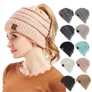 Women's Ponytail Beanie Chic & Cozy Cable Knit Hat for Fall and Winter with Adjustable High Ponytail Opening Perfect for New Year Festive Season