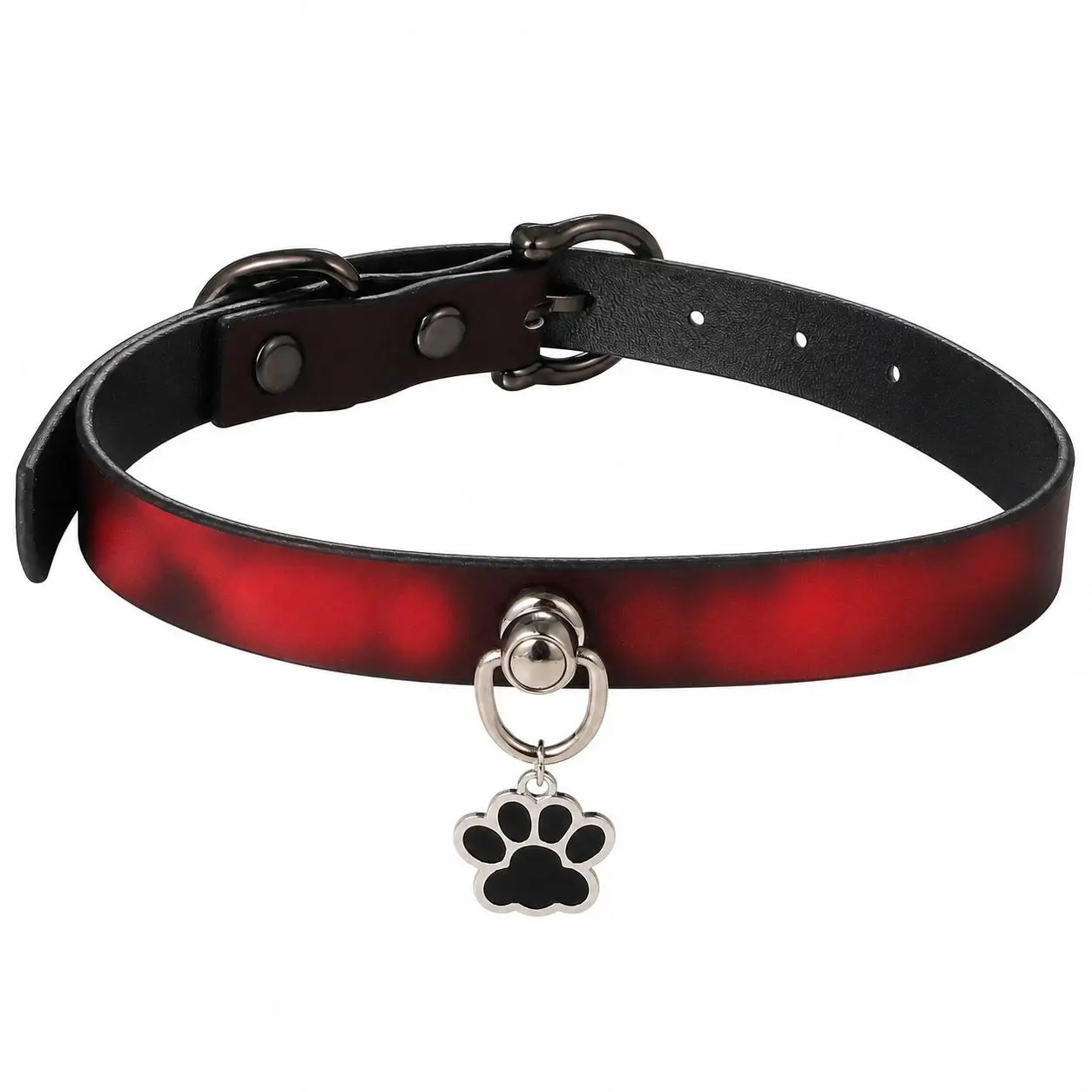 OIDEA Heat Sensitive Color Changing Choker Necklace for Women, Adjustable PU Leather Punk Collar with Paw Print and Bell Pendant