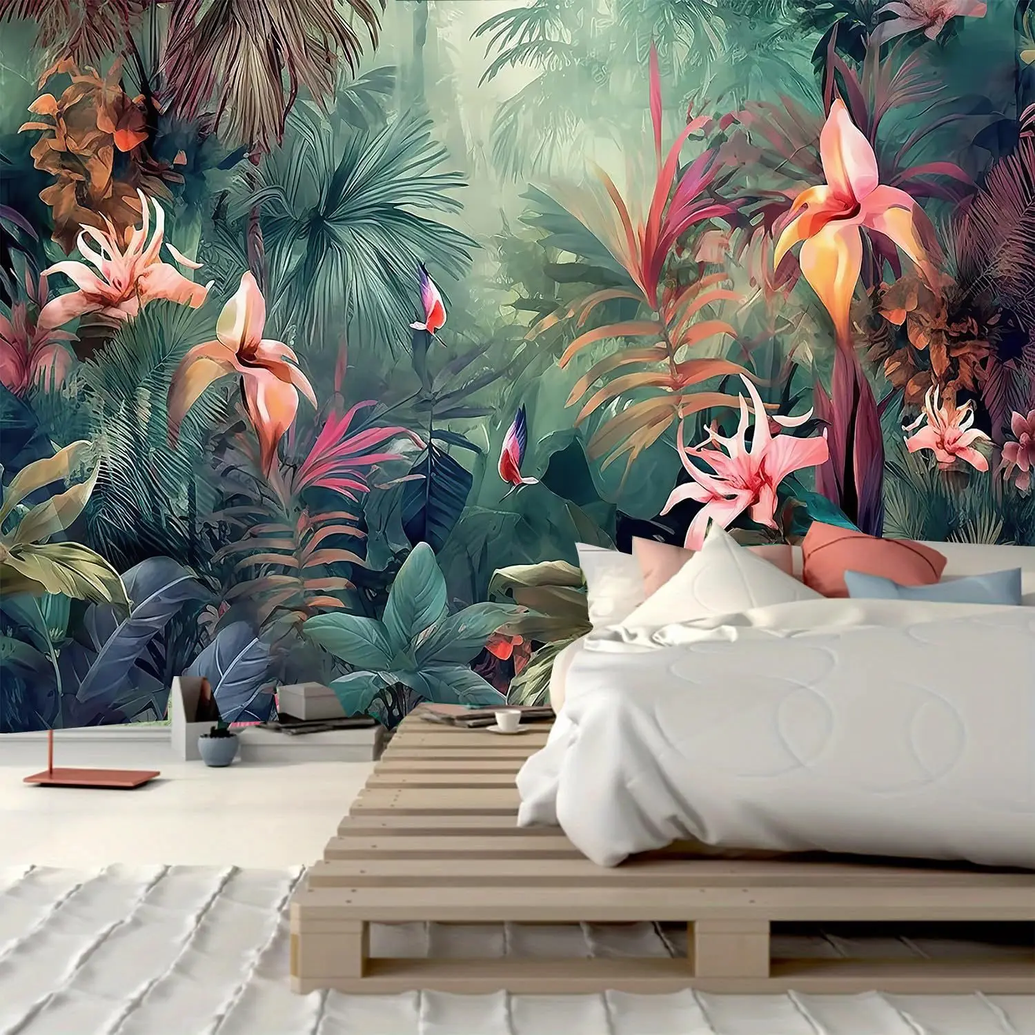 Tropical flower plant tapestry Digital printing polyester wall tapestry suitable for use in living rooms bedrooms offices bars party