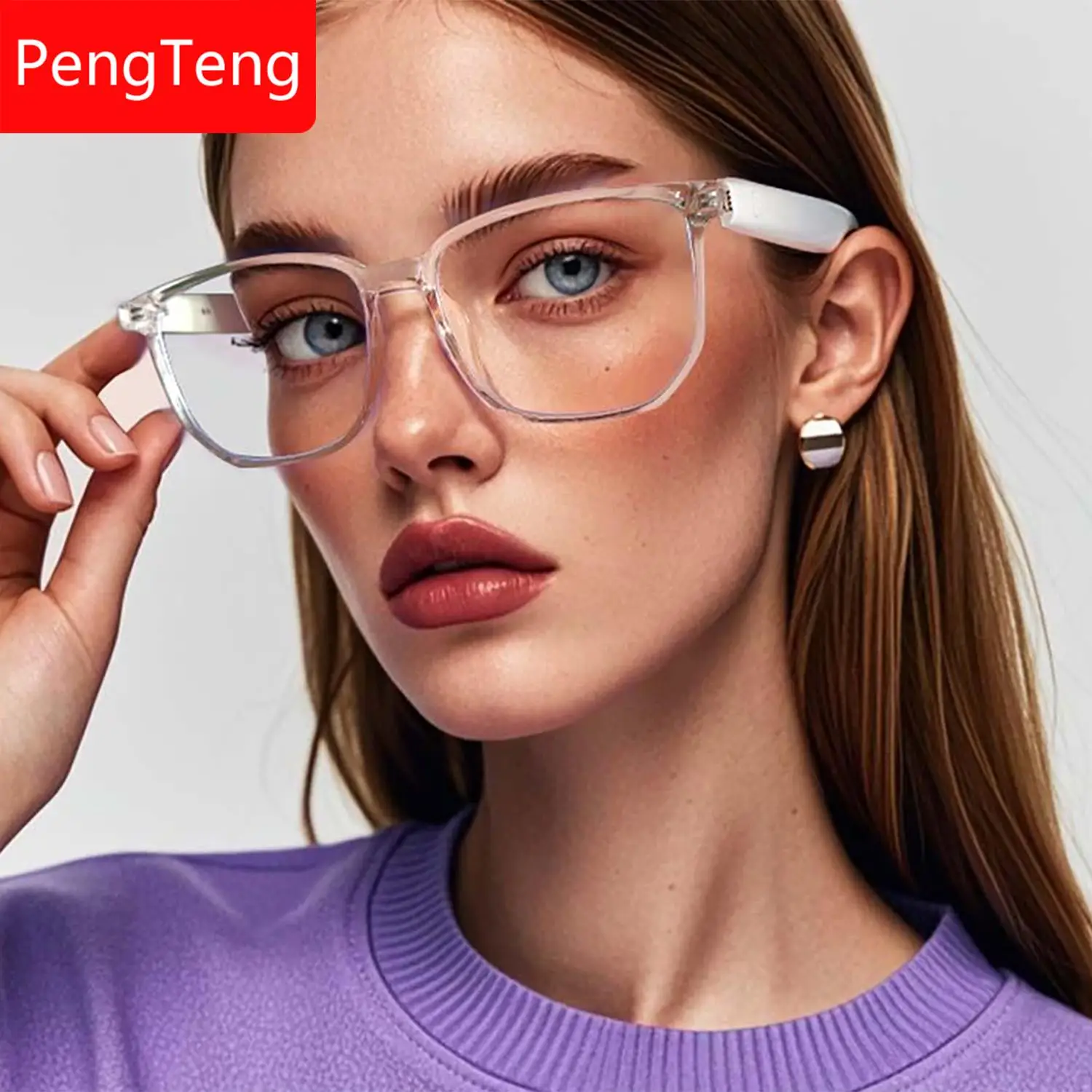 Bluetooth-compatible Glasses with Dual Boards, Magnetic Charging, Classic Transparent Tr90 Frame, High-Quality Student Gift, Holiday Present