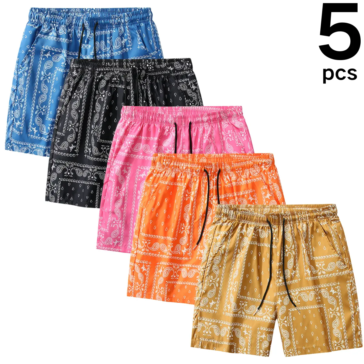 Trendy Paisley Printed Shorts with Elastic Drawstring – Versatile for Summer Relaxation & Casual Outings Trendy Paisley Printed Shorts with Elastic Drawstring – Versatile for Summer Relaxation & Casual Outings