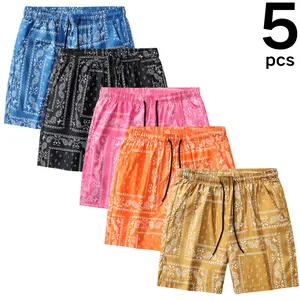 Trendy Paisley Printed Shorts with Elastic Drawstring – Versatile for Summer Relaxation & Casual Outings