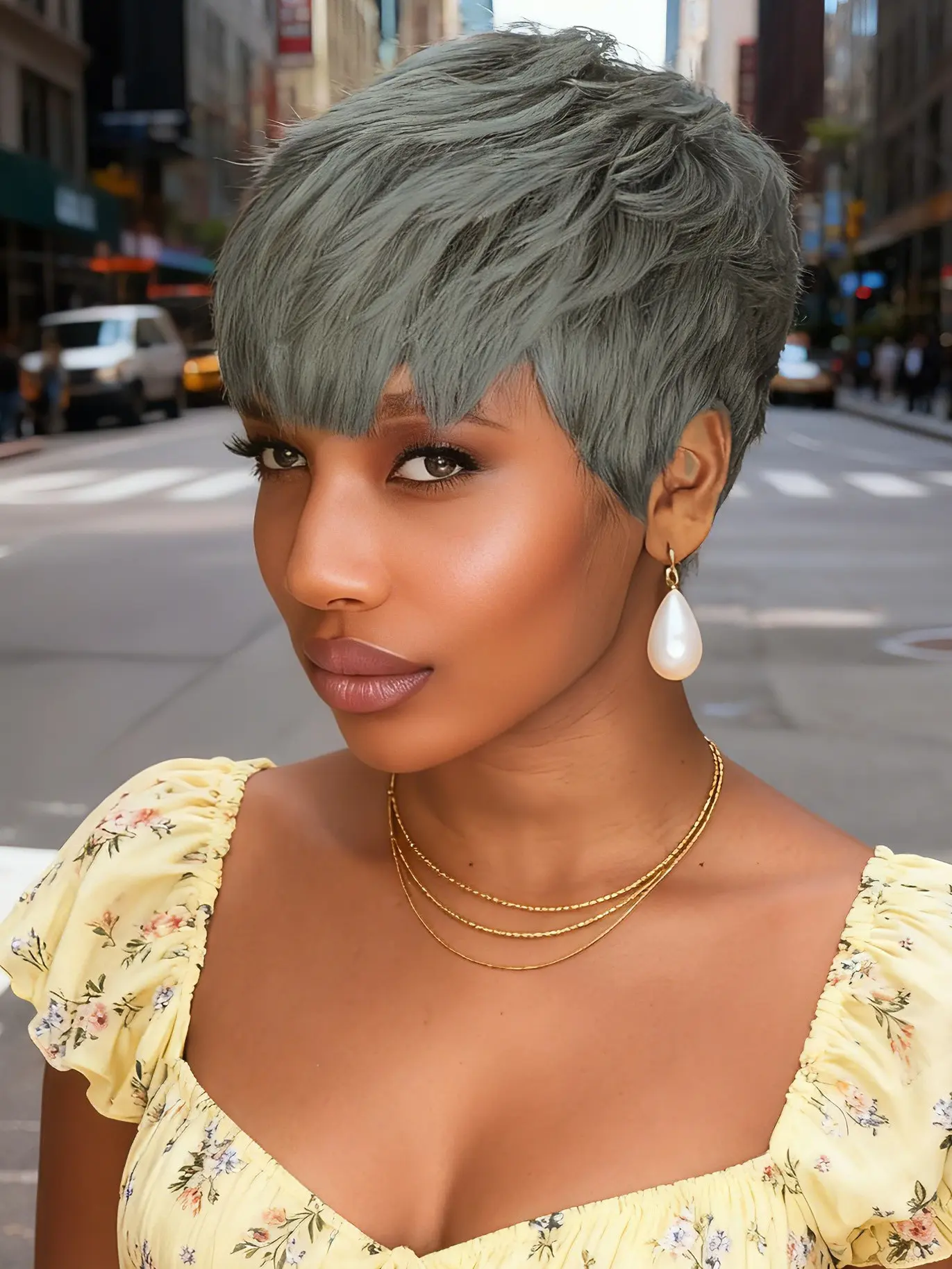 Grey Pixie Wigs Human Hair Full Machine Made Wigs Human Hair Wig For Women Cosplay New Year Christmas