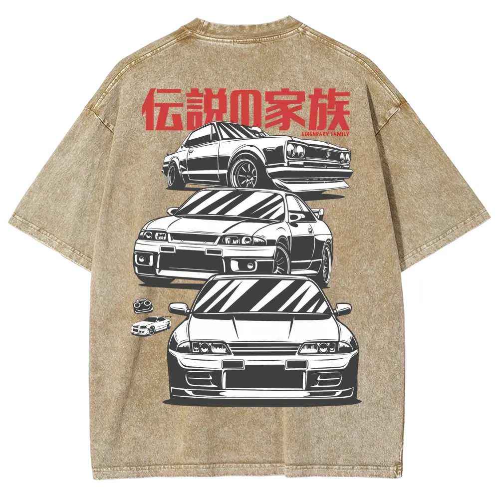 JDM Skyline Generations Graphic T-Shirt for Men, Vintage Washed Cotton Streetwear, Oversize Short Sleeve Round Neck Top, Shortsleeve, Tshirt, Menswear