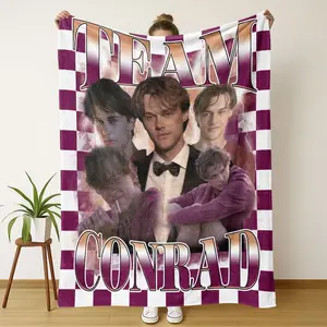 Team Conrad Theme Flannel Blanket, Soft Warm Sofa Throw for All Seasons, Ideal for Office Bed Travel Use, Comfortable and Cozy, Decorative Throw