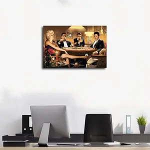 Poker Theme Canvas Wall Art Poster, Suitable for Bedroom, Sports Space, Landscape Style Office Room Decoration, Ideal Art Gift with Optional Frame Design for Home and Workspace