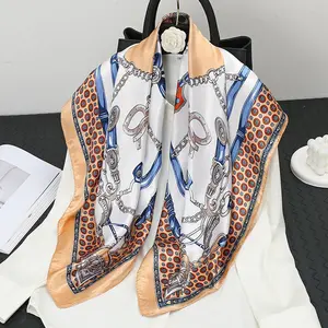 [Live Benefits] New Versatile Chain-Print Silk Scarf 90*90cm - Luxury Silk Scarf/Headscarf