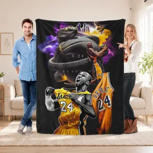 Black Mamba Basketball Flannel Blanket – Legend #24 Tribute Throw Blanket, Soft Cozy Sports Air Conditioning Blanket for Couch Bed Sofa, Inspirational Basketball Fan Gift for Men Teens Gamers