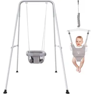 2 in 1 Baby Jumper with Swing, Indoor and Outdoor Use, Foldable Stand Baby Jumpers and Bouncers for Toddler