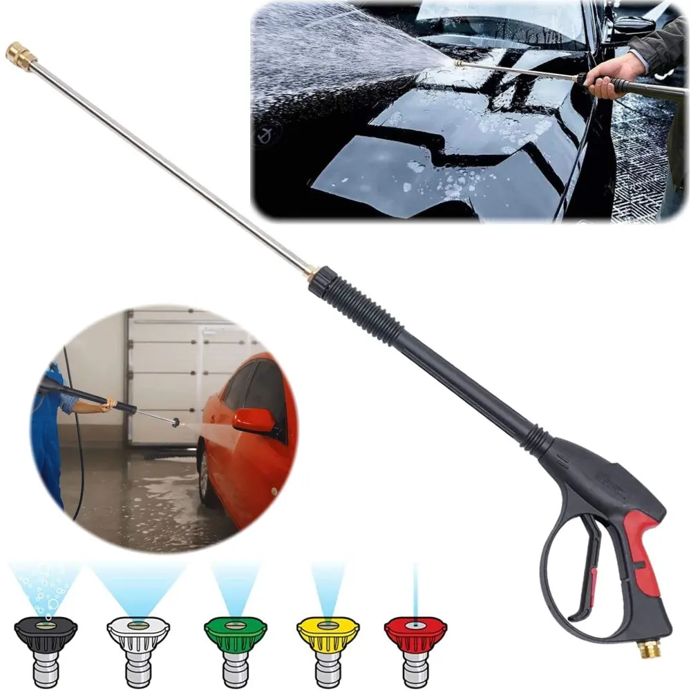 4000PSI High Pressure Car Power Washer Spray Gun Wand Lance Nozzle Tips Kit M22 Fitting, 1/4" Quick Connect Female