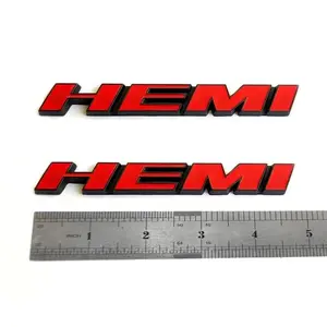 2PCS Hemi Style Emblem Badge - Black Self-Adhesive Decal for Side Fender & Rearview Mirror, Exterior Styling Auto Accessories Compatible with Dodge Challenger
