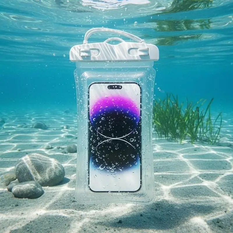 2-Pack Waterproof Phone Bags, Self-Sealing Transparent Mobile Pouches, Dust-Proof Shockproof Cases, Ideal for Beach Travel & Outdoor Activities