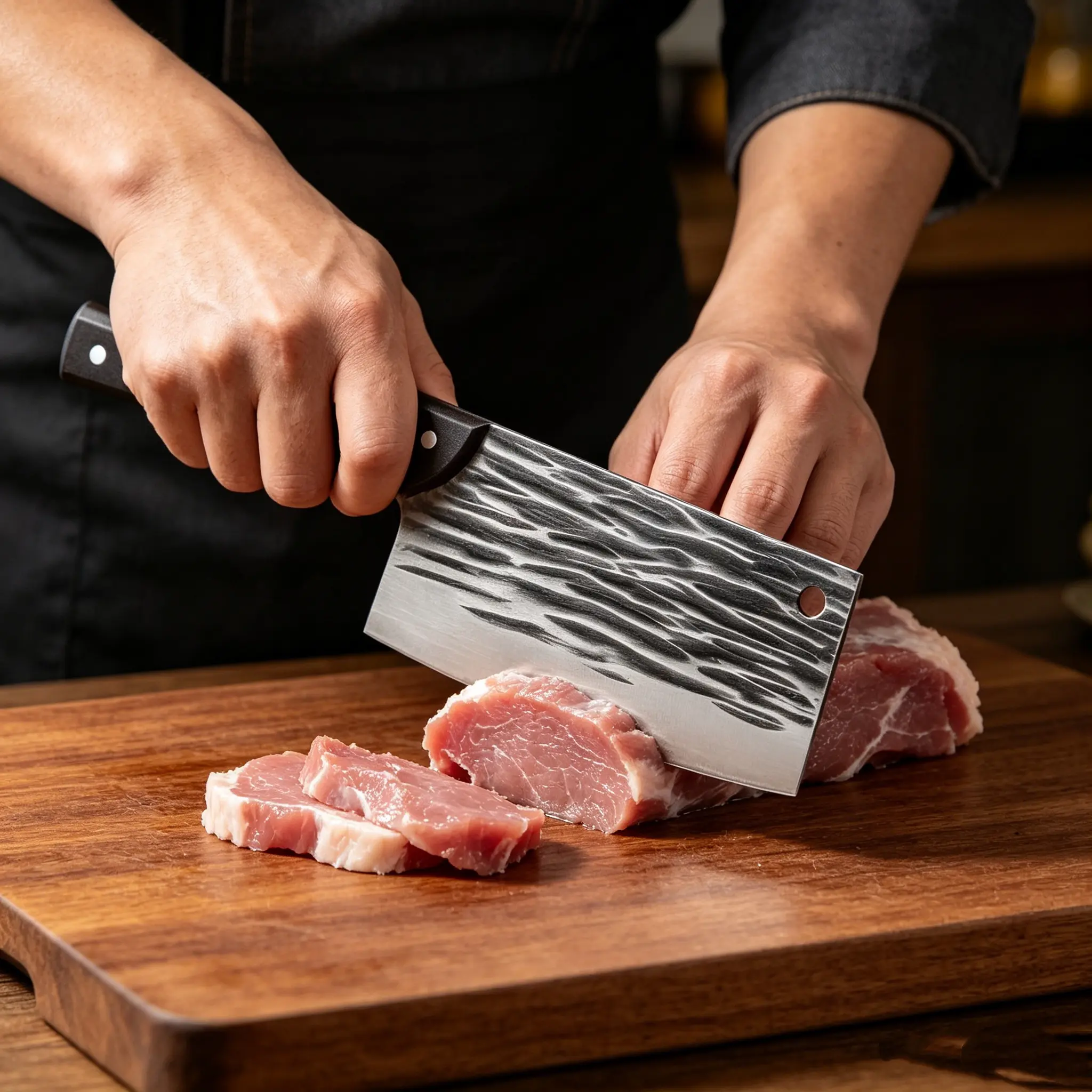 [1pc Sharp Stainless Steel Knife] 1pc BlackBlade KitchenKnife, Solid Wood Handle,Kitchen Knife Stainless SteelSharp Anti-rustOutdoor Barbecue Slicing KnifecleaverSuitable For Restaurant Kitchen Cooking Use
