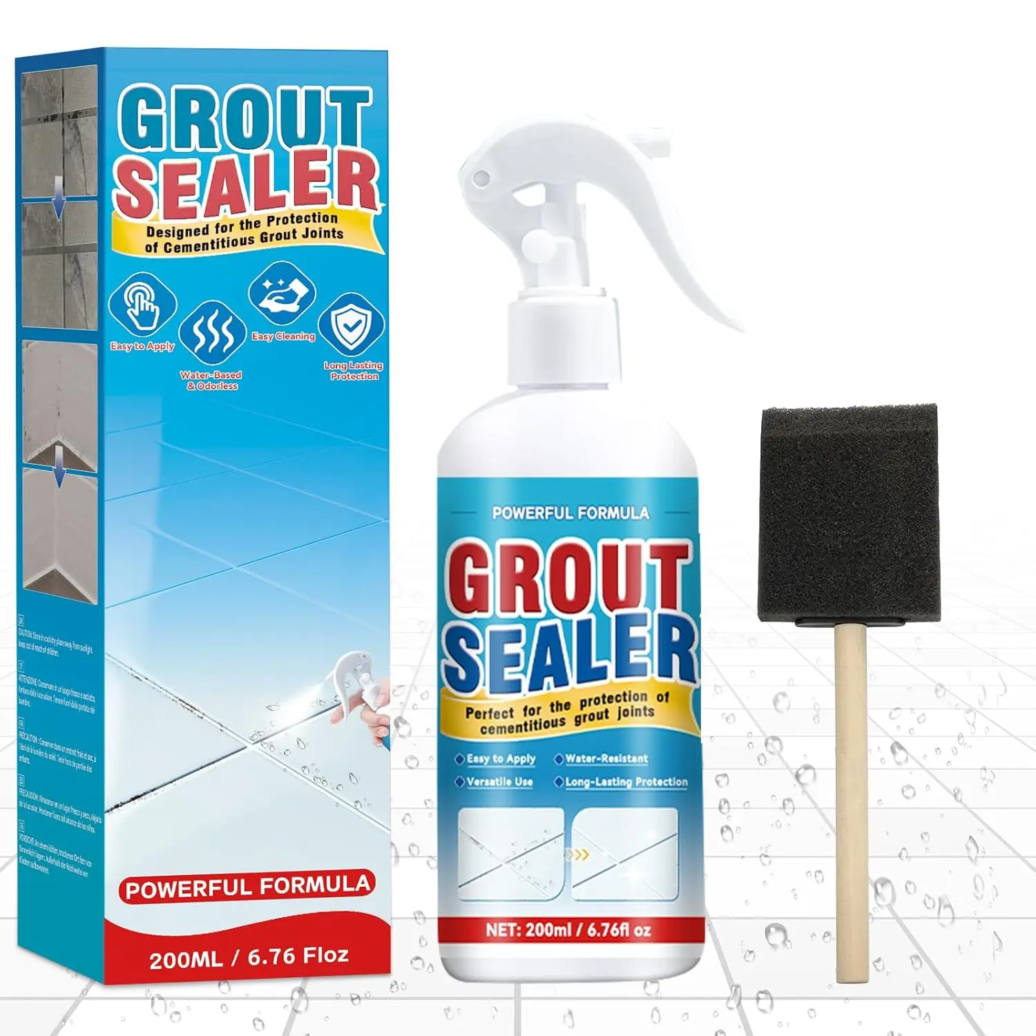 Clear Waterproof Grout and Tile Sealer Spray, Long Lasting Shower Sealant for Floor, Bathroom, Stone, Marble, Indoor and Outdoor (200ml)