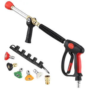 【fathersdaygift】RIDGE WASHER 5000 PSI Pressure Washer Handheld 27 Inch with Long Range Nozzle and Shooter Tip Twist Nozzle, Stainless Steel Extension Wand