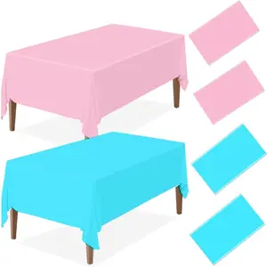 4 Pack Gender Reveal Table Cloths,Plastic Pink and Blue Table Cloth Disposable Tablecloths Rectangle Table Cover for Party Wedding Baby Gender Reveal Decorations 54×108 Inch