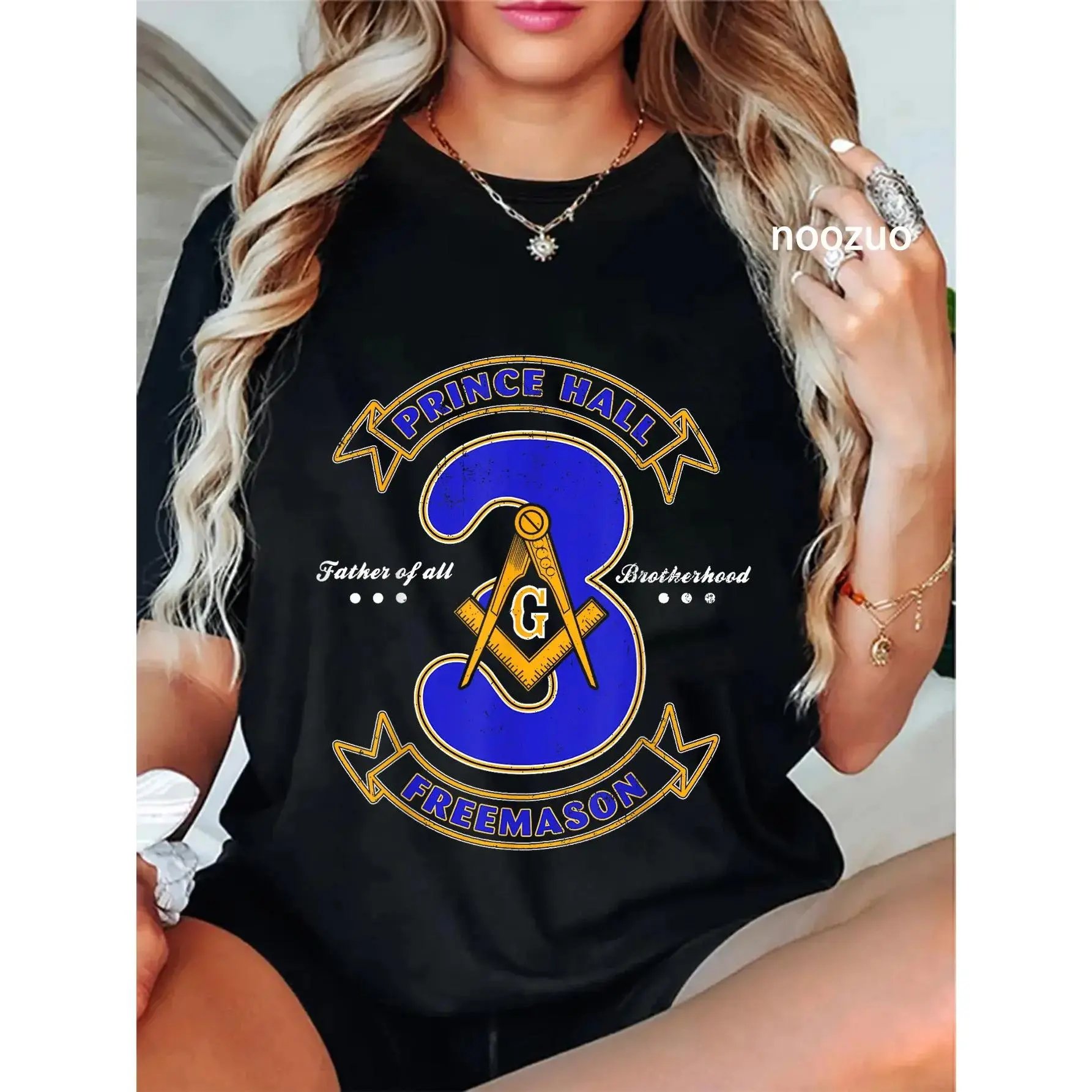 GGOR Men's Short-Sleeve Prince Hall Mason Graphic T-Shirt, 100% Cotton Casual Streetwear with a Drop Shoulder Fit, Shortsleeve, Tshirt