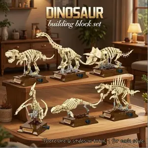 Durable Abs Material Dinosaur Model Set, Block Figures, Dinosaur Figurines, Includes Tyrannosaurus Rex & Triceratops Skeletons, Perfect Gift for Kids & Collectors