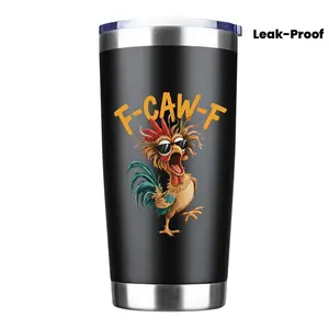 20Oz Funny Chicken Rooster Stainless Steel Insulated Tumbler | Humor Design, Leak Proof, Reusable with Lid, Style Inspired By Popular F-Caw-F Meme