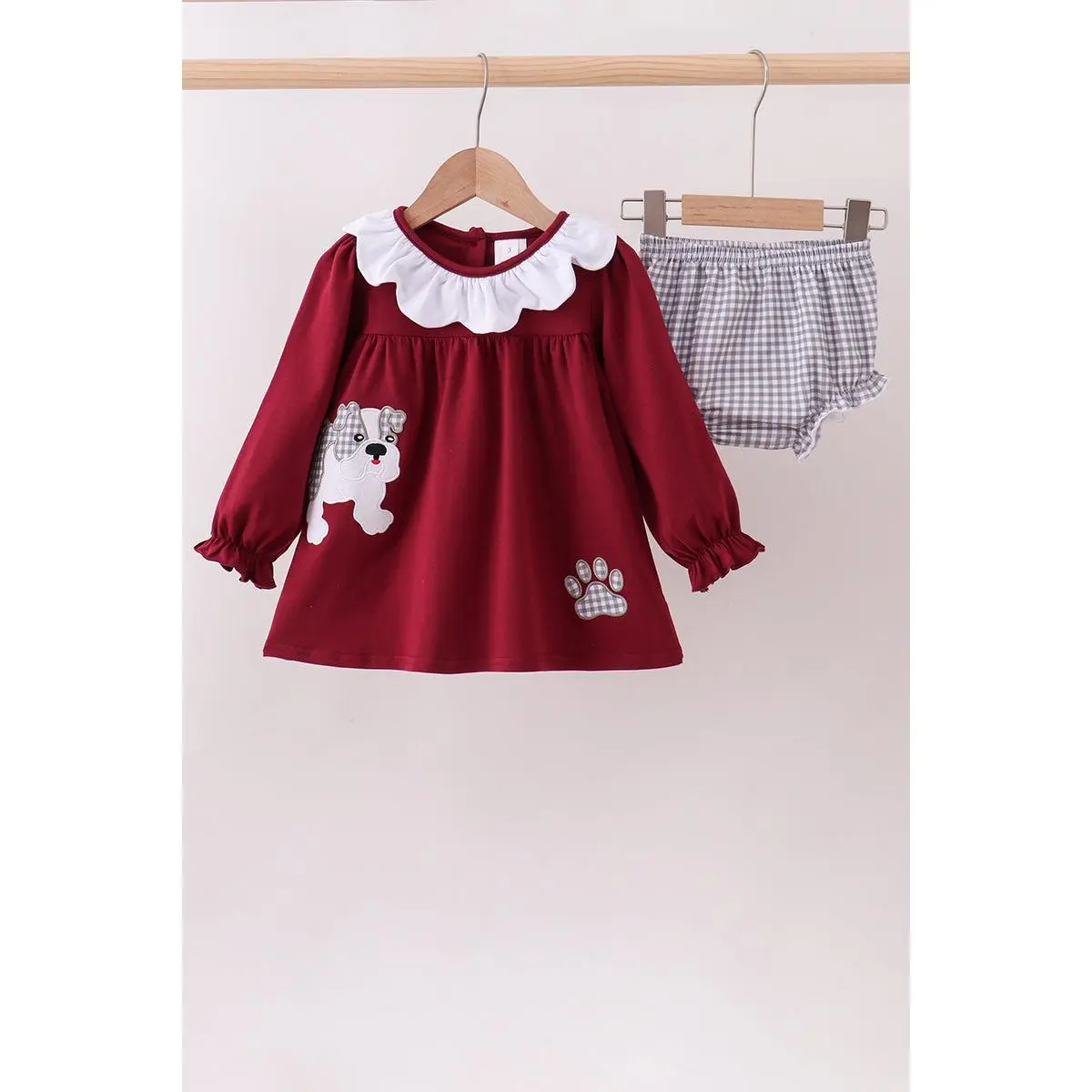 Premium Maroon Georgia bulldog applique bloomer set