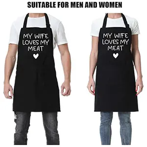Funny Husband Apron, Men's Anniversary, Fathers Day, Cool Birthday Gifts for Him Husband, Gifts from Wife, Manly Presents for Men, Grilling Kitchen Aprons w/Pockets for Cooking Hubby Him