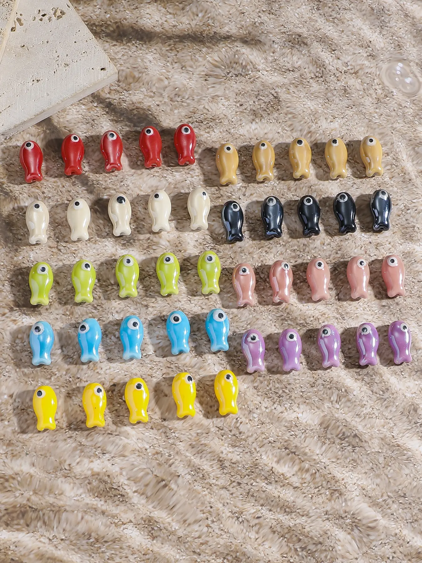 5pcs Colorful Fish Ceramic Beads DIY Beading Jewelry Making Supplies, Handmade Bracelet Accessories, Unique Craft Kit for Creative Projects, Mixed Beads
