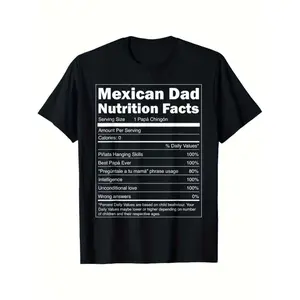 Summer t Shirts Funny Mexican Dad Nutrition Facts T-Shirt - Vintage Humor Graphic Tee for Men