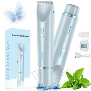 Women's 2-In-1 Electric Hair Remover, Rechargeable Shaver & USB Rechargeable Trimmer Kit, Portable Grooming Tool, Cordless Waterproof Body Hair Clipper
