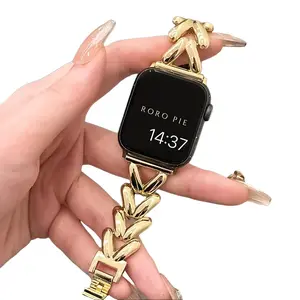 Metal Infinity Loop Apple Watch Band for Women, Waterproof Strap Compatible with iWatch Ultra/SE/Series 10/9/8/7/6/5/4/3/2/1, Fits 38mm-49mm