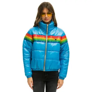 6 STRIPE LUXE APRES PUFFER JACKET - GLOSSY OCEAN 6 STRIPE LUXE APRES PUFFER JACKET - GLOSSY OCEAN