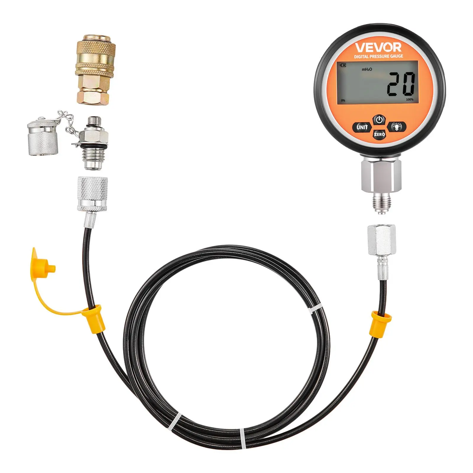 【summerfinds】VEVOR Digital Hydraulic Pressure Test Coupling Kit, Summervibes,Summervibes, 10000 PSI Pressure Gauge Manometer Tester with 1 Gauge, 1 Test Coupling, 1 Quick-Release Coupler, and 1 Hose for Excavator Construction Machinery