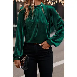 Keyhole Velvet Blouse RTS
