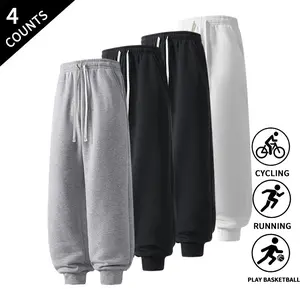4-Pack Men’s Straight-Leg Sweatpants, Everyday Athletic Joggers, Loose Baggy Casual Streetwear Pants