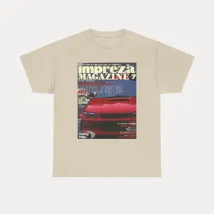 Impreza Magazine Tribute Racing Car Tee - Turbocharged Rally Heritage, Sporty Subaru Icon, Classic Car Lovers, Vintage WRC Champion Style, High-Performance Apparel for Motorsport Fans, Turbo Boxer Engine Tee, Streetwear & Rally Racing Enthusiasts Crewneck