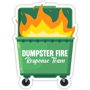 Dumpster Fire Response Team Sticker Funny Dumpster Fire Bookish Sticker Funny Kindle Hard Hat Waterproof Die-Cut Vinyl Sticker for Water Bottle Laptop Phone for Friend Coworker Dad Mom 7